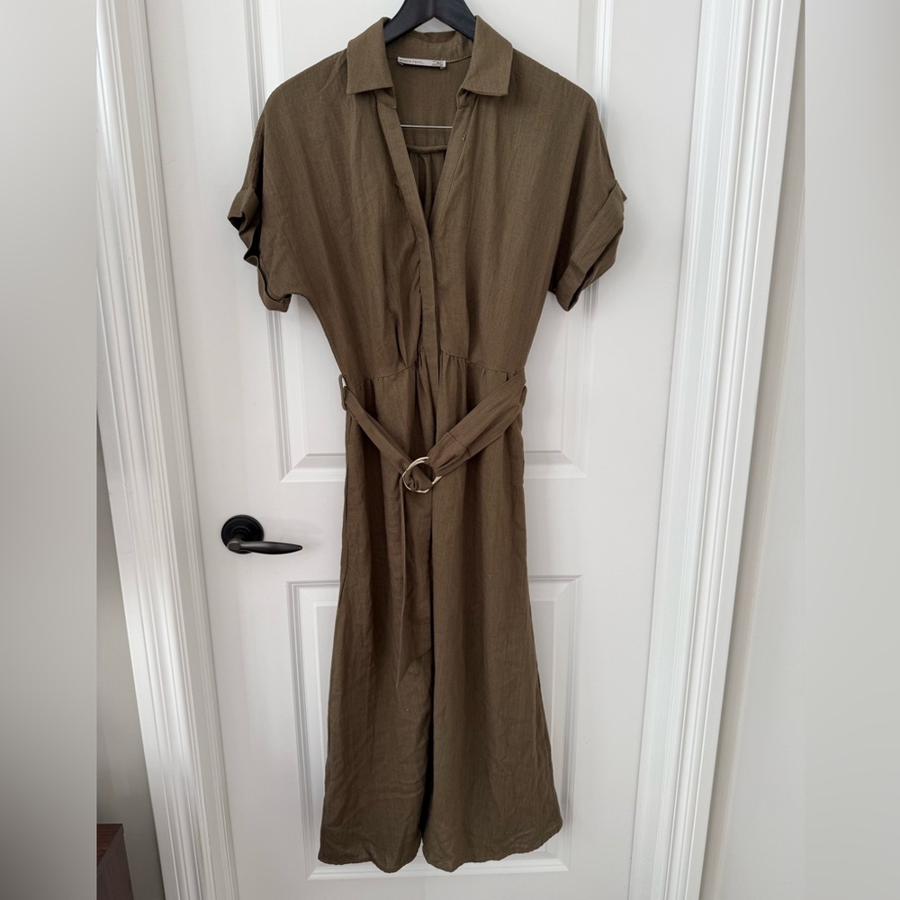 Black Tape olive green Midi Dress with Belt